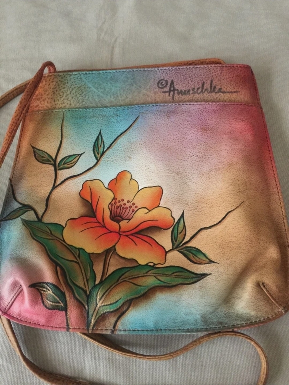Anuschka Hand-Painted Floral Leather Crossbody Bag - Multicolor